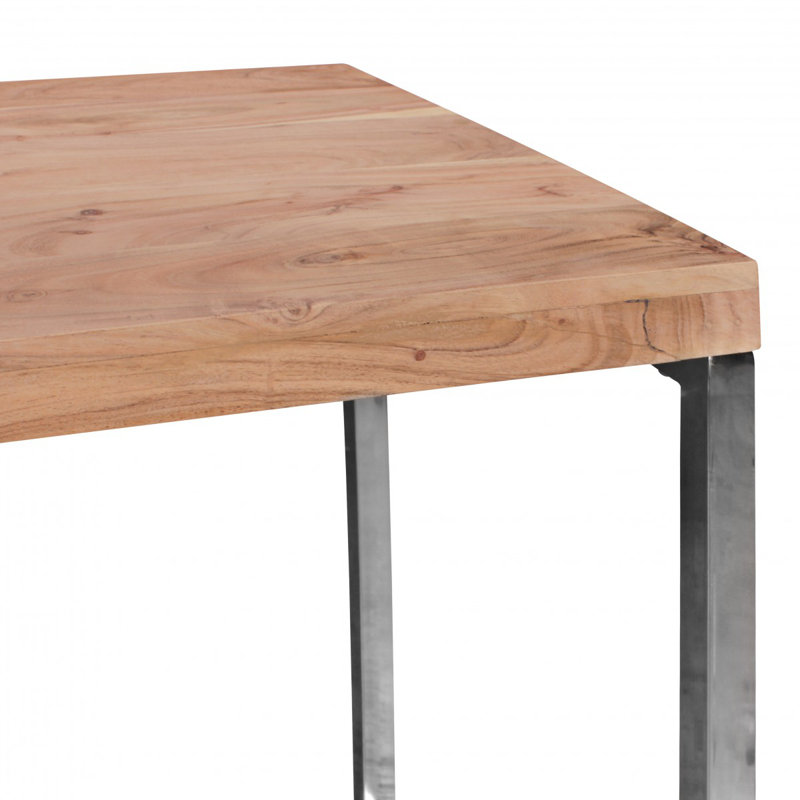 Adan Metal Base Writing Desk, Light Brown