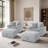 Modern Faux Fur Chaise Lounge Chair With Movable Storage Ottoman And Cup Holder(Set Of 2)-115747915