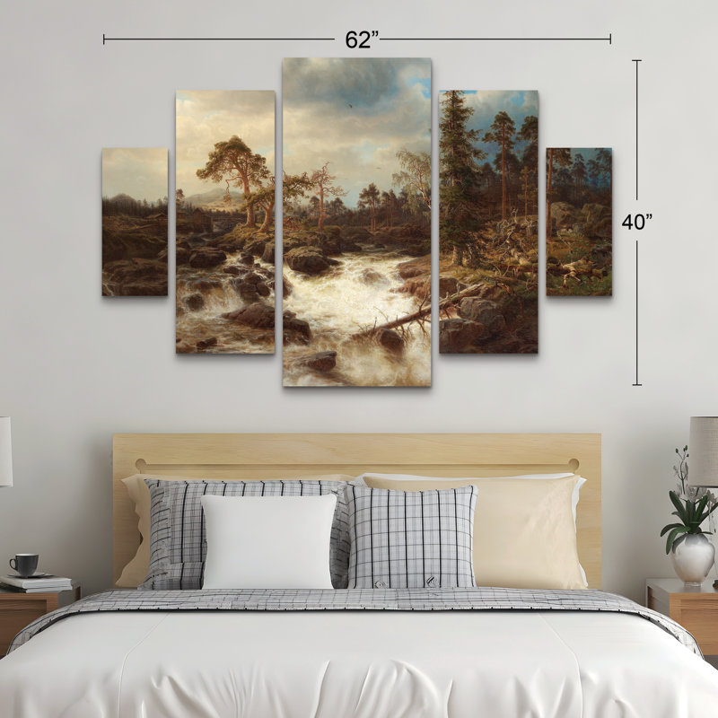 Ensemble de 5 panneaux d'art mural - Marcus Jules «Master 4», art mural sur toile pour le salon, la chambre à coucher ou le bureau 