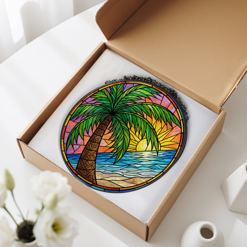 Panneau de vitrail 12 "H Sunset, H 12 po x l 12 po