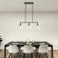 Luminaire suspendu linéaire à 3 lumières pour îlot de cuisine avec abat-jour en verre transparent-130622751