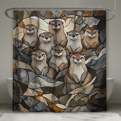 Rideau de douche Otters - Décoration de salle de bain animaux Art déco
