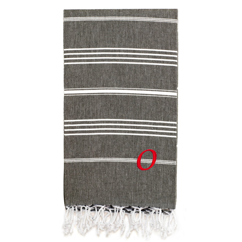 Serviette de plage 100% coton Pestemal Lucky, Gris foncé / Blanc, O