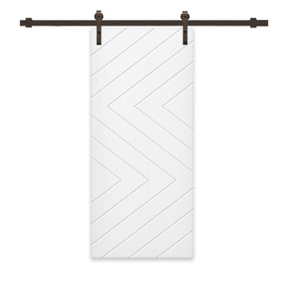 Panelled Manufactured Wood and Metal Barn Door with Installation Hardware Kit