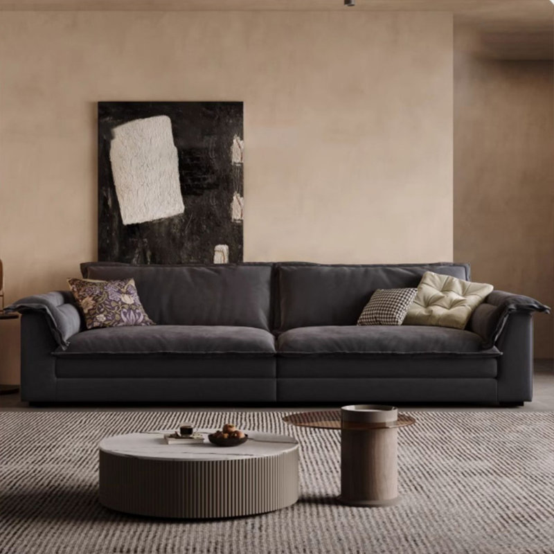 Canapé modulaire noir en polyester, 4, H 23,62 po x l 109,45 po x P 47,24 po