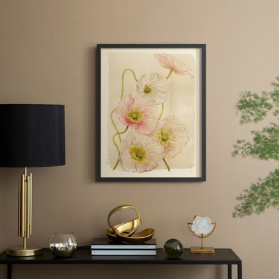 «Vintage Summer Poppies I», reproduction encadrée - bois massif