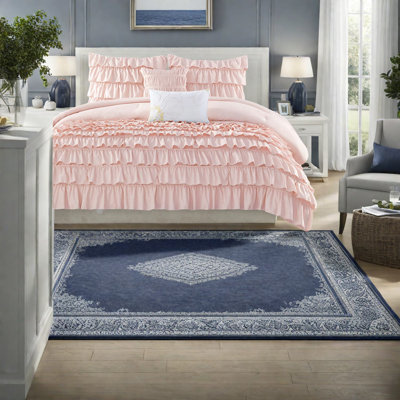 Ensembles de literie en microfibre luxueux, édredon en polyester à volants pour la maison