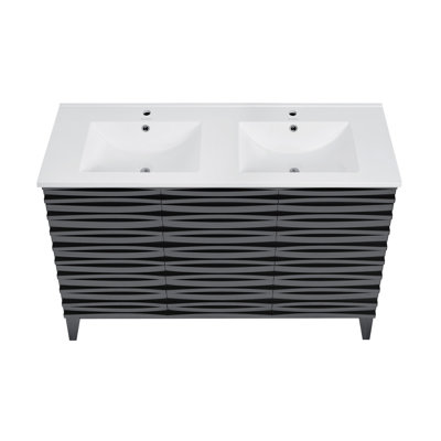 Cascade 48 po Meuble-lavabo double avec comptoir en céramique