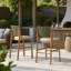 Tabourets de bar en bois d'acacia au fini teck avec dossier en osier confortable pour l'extérieur-175769622
