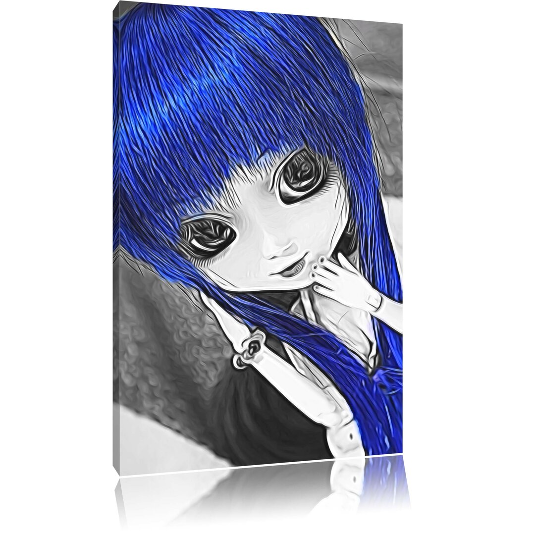 Leinwandbild Pullip-Puppe mit blau Haaren