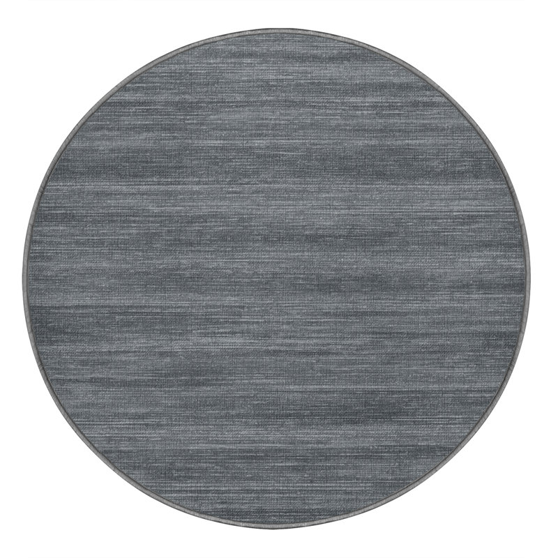 Tapis gris uni lavable à la machine, Rond 5 pi