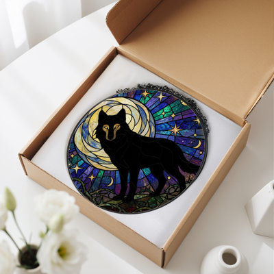 Panneau de vitrail 12 "H Wolf Moon
