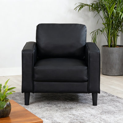 Fauteuil d'appoint moderne avec accoudoirs rembourrés noir