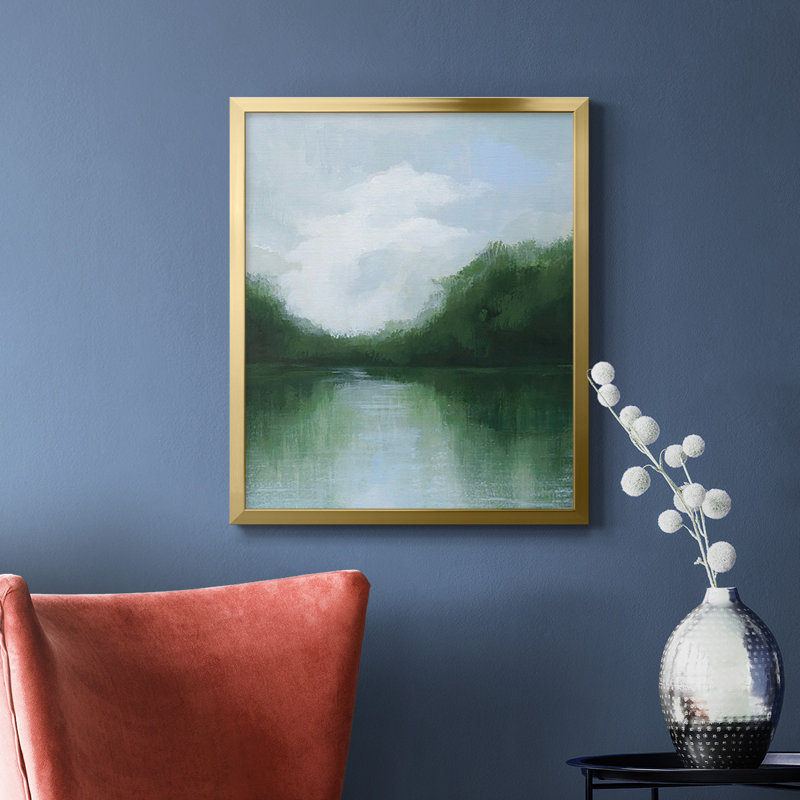 Toile encadrée de qualité supérieure Mossy Reflections II - prête à être accrochée, Or, H 24 po x l 20 po