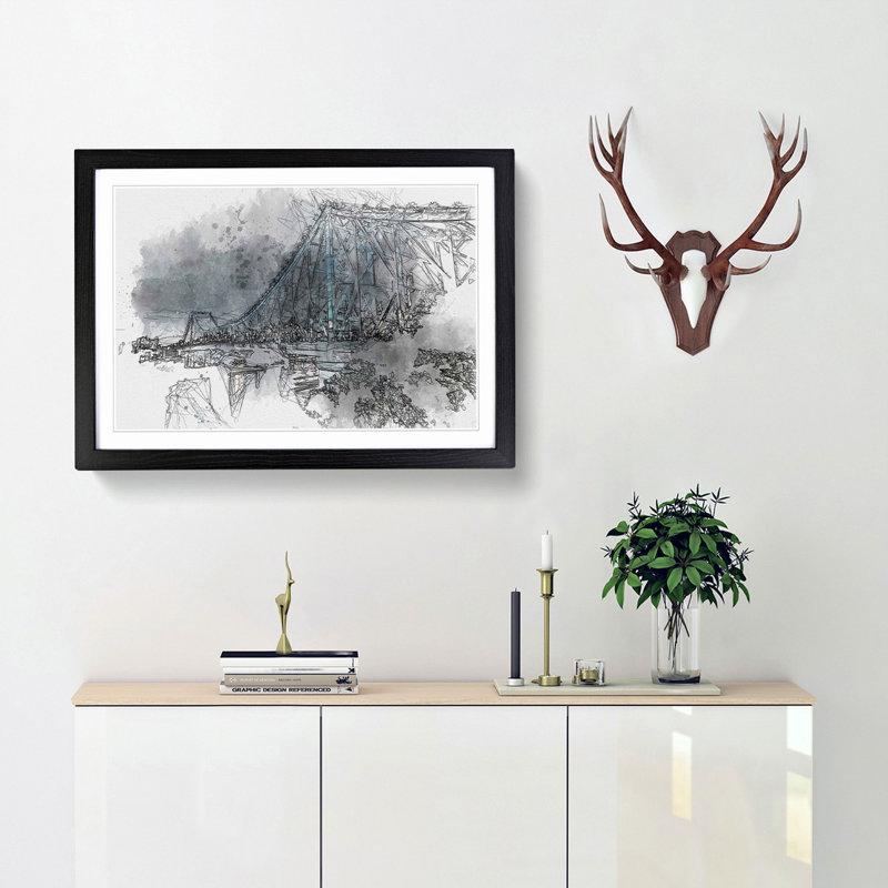 Story Bridge in Brisbane Australia in Abstract - Framed Print, Black Framed, 36cm H x 48cm W x 2cm D