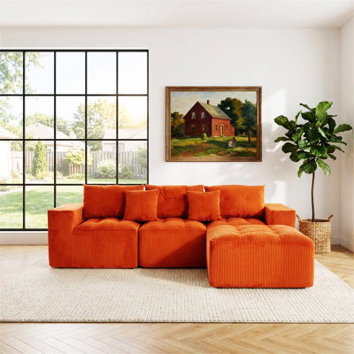 L-Shaped Custom Sofa, Yunduo Boneless Sofa With Deep Seat And High Backrest, Fabric Upholstered Sofa, Made In Series, Suitable For Living Room And Bedroom