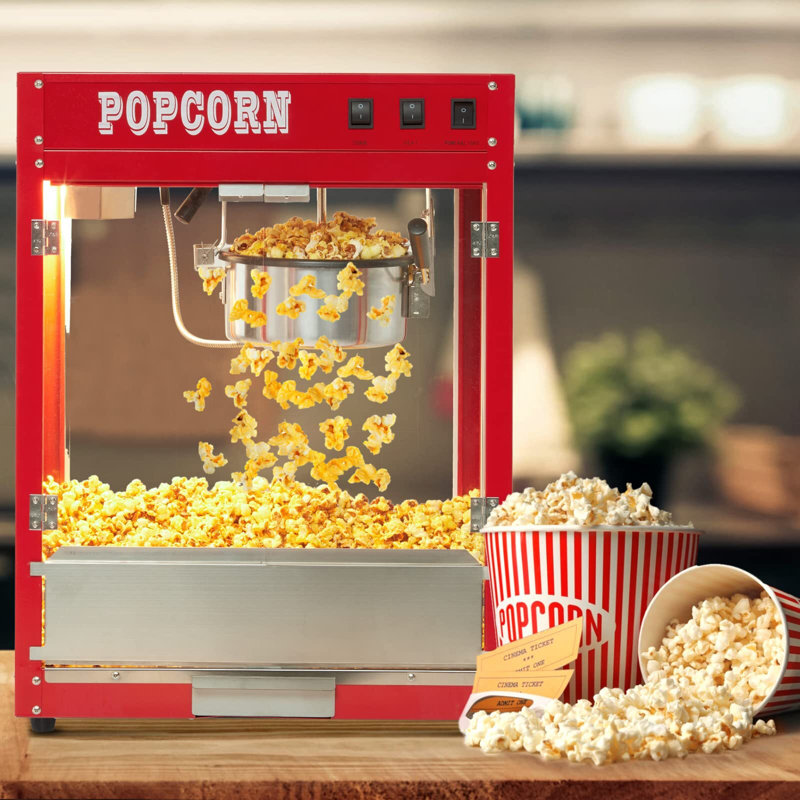Babevy 8 Oz. Tabletop Popcorn Machine, Popcorn Machine Stand / Cart