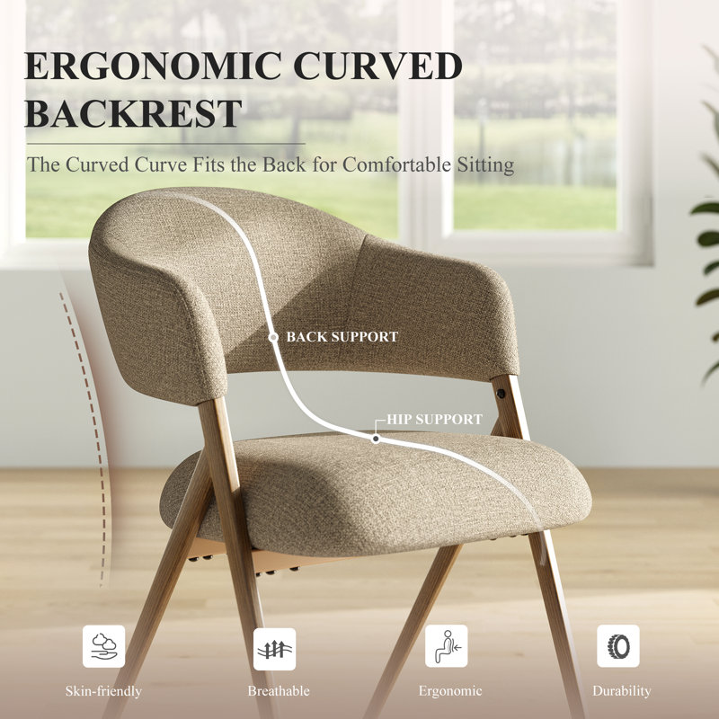 Upholstered Dining Chair Metal ArmChair With Backrest, Taupe