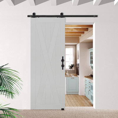 BarnCraft Solid + Manufactured Wood Primed without Installation Hardware Kit Barn Door