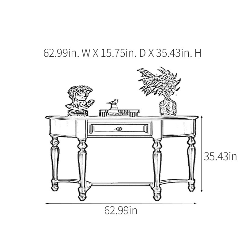 Console rétro minimaliste, H 35,43 po x L 62,99 po x l 15,75 po
