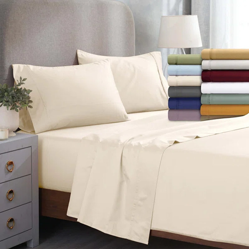 Mellark 1200 Thread Count 100% Egyptian Cotton Solid Sateen Pillowcase Set, Taupe, Standard Pillowcase