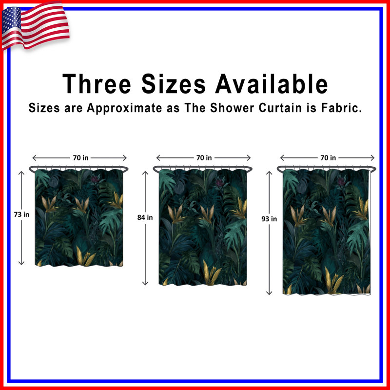 Rideaux de douche Tropical Foliage Illustration, 70in W x 72in H