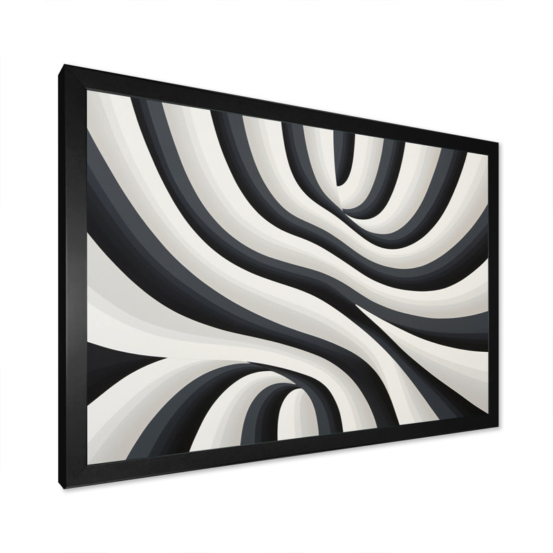 Rêve optique noir et blanc sur toile, Cadre photo noir, H 30 po x l 40 po x P 1,5 po