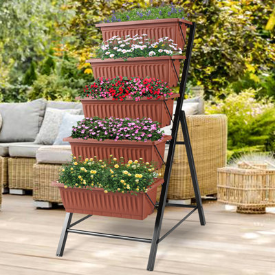 Denishia 5 Tiers Vertical Garden Planter Raised Garden Bed Freestanding Elevated Planter Box