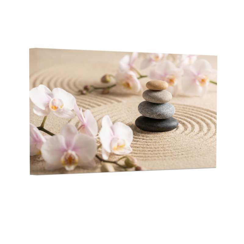 Fashion Zen Garden Stones And Orchids Pattern, 16" H x 24" W