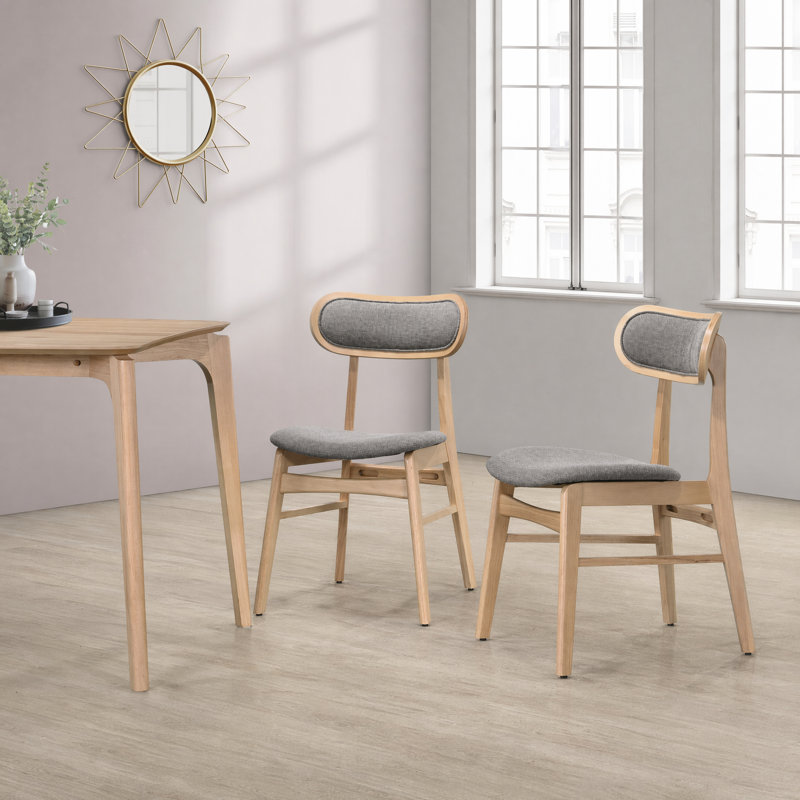 Chaises d'appoint rembourrées avec structure en bois massif, Oak