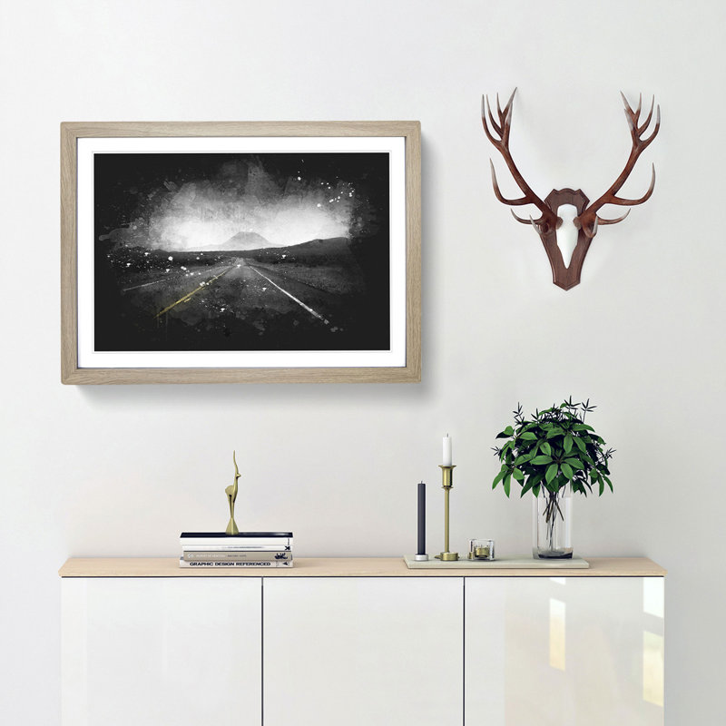 The Road to Texas - Picture Frame Graphic Art Print, 24cm H x 33cm W x 2cm D, Oak Framed
