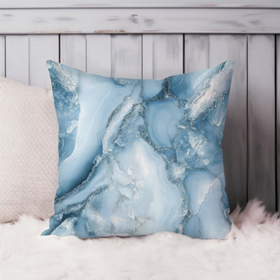 Abstract Blue Marble Agate Geode I Modern Throw Pillow Cover