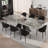 9 - Piece Marble Dining Table Set with 110” Rectangular Extendable Sintered Stone Top 8 Leather Chairs-984052888-983694610