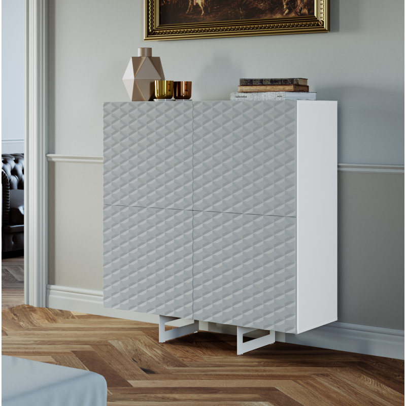 Barbarra 110cm Sideboard, White/Grey