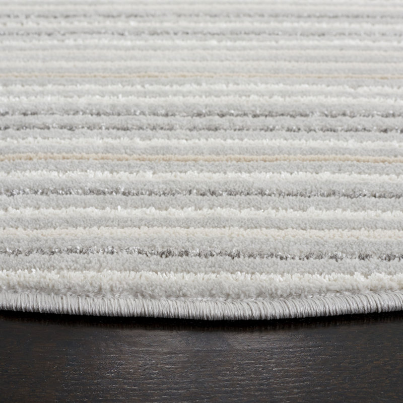 Whisper Performance Striped Rug, Round 6'7"