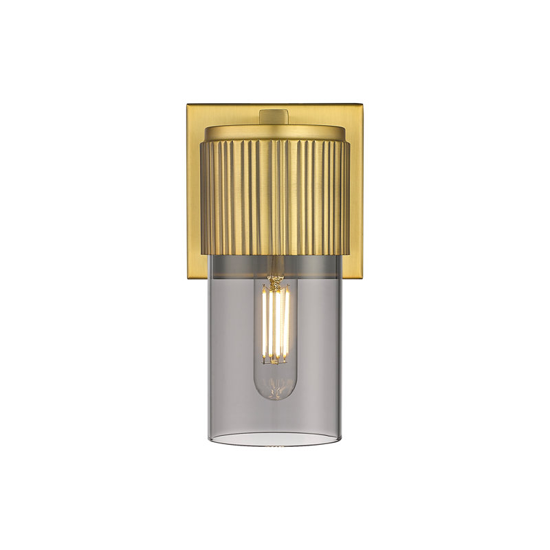 Applique murale 1 lumière 12 "Bolivar, Laiton brossé, Plaqué couleur fumée, H 7,5 po x l 5,1 po x P 4 po