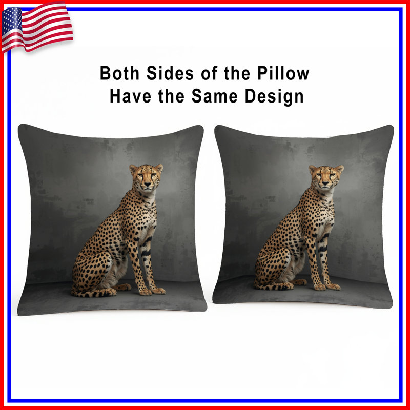 Coussins décoratifs à motif de guépard, 20 po x 20 po