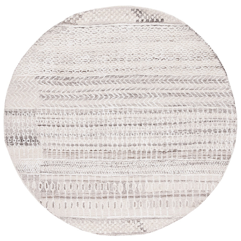 Tajolosa Hand Tufted Viscose/Wool Southwestern Rug in Natural/Ivory, Round 6'