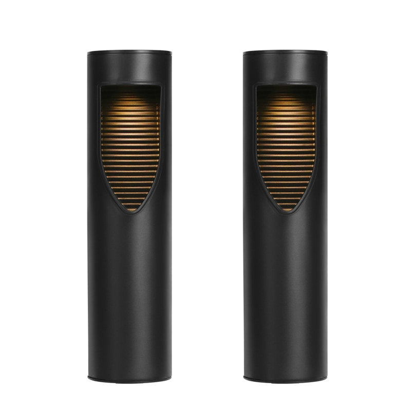 12.2" Black Solar LED Pathway Lights with Yellow Shade