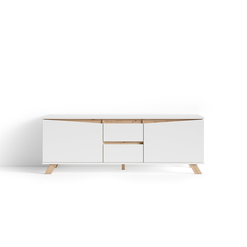 Vanderpol Unfinished TV Stand for TVs up to 58", White/Artisan Oak