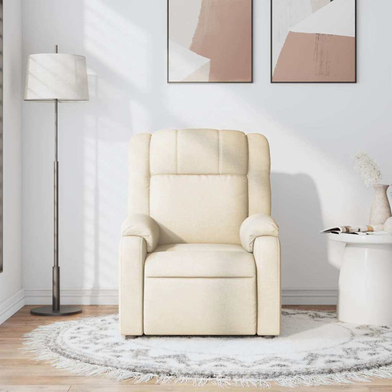 Fauteuil inclinable pour le salon vidaXL, réglable, en tissu, Tissu crème