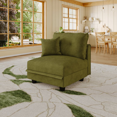 Fricis Green Corduroy Fabric Storage Chair