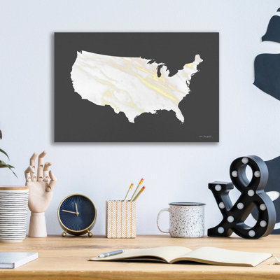 «Marble Gold USA Map» par Seven Trees Design, art mural en verre acrylique