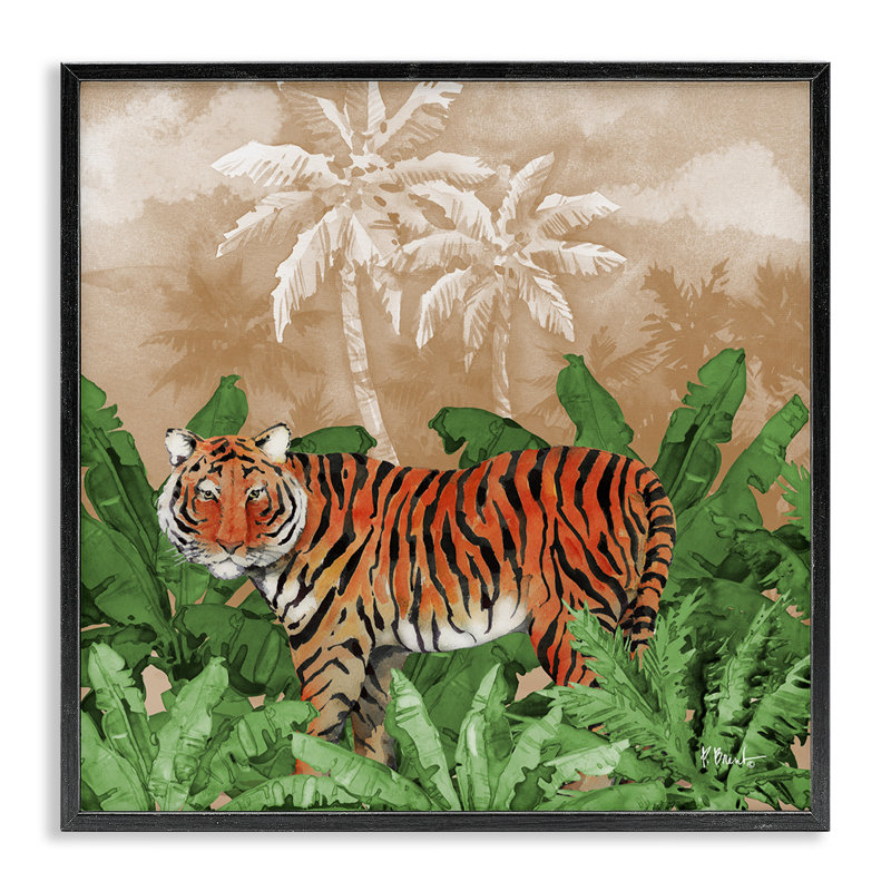 «Jungle Life», estampe numérique par Paul Brent, H 12 po x l 12 po, Giclée encadrée noir minuit