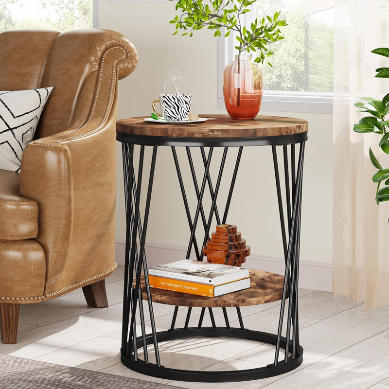 Frame End Table, Black, Brown