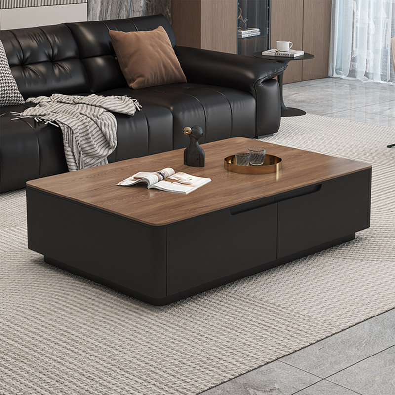Table basse moderne en pierre, 16.9" H x 59.1" L x 31.5" W, Noir