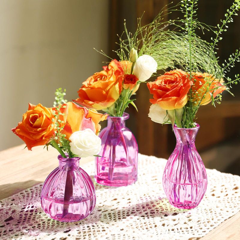 Ensemble de 12 vases Bud, Rose vif / Mauve