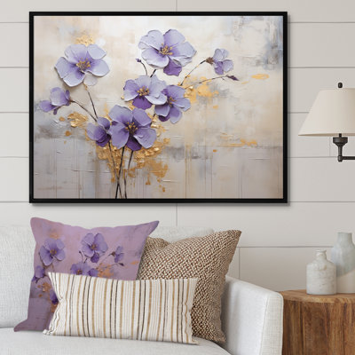Purple And Gold Adorned Violets Meadow I - Violets Wall Art