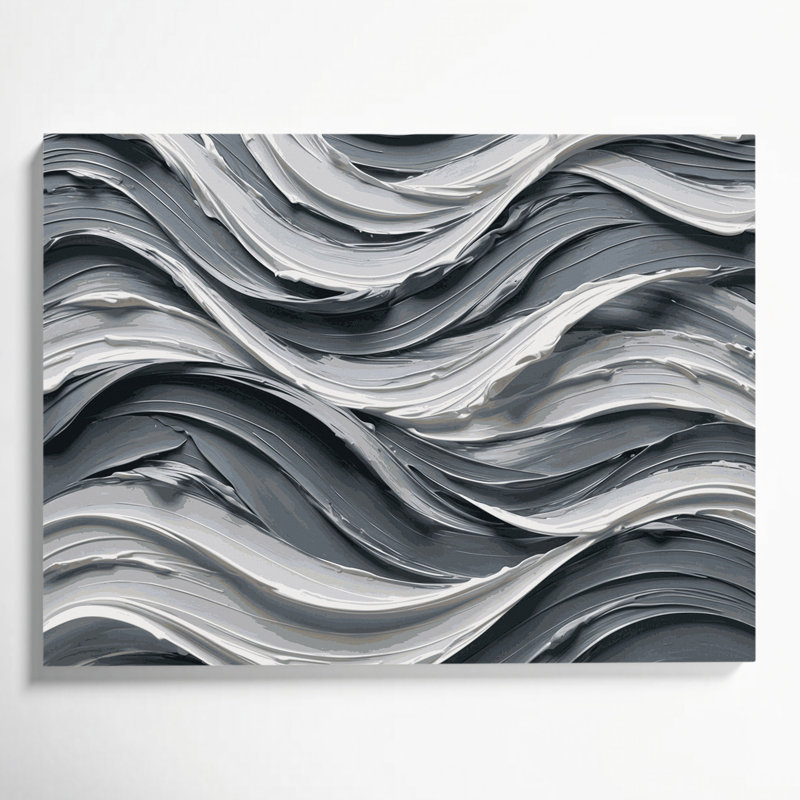 Toile horizontale à rayures horizontales gris acier et blanc gris, H 20 po x l 24 po