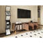 Meuble télé 70 po, conception moderne de style Mid-Century, pieds en bois massif, noyer, vaste espace de rangement pour meuble multimédia de 70 po, accessoires de rangement abondants